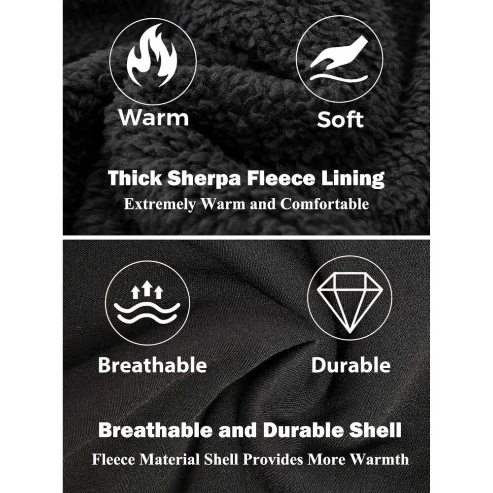 Lined Hoodies for Men Heavyweight Full Zip Up Sweatshirt Thick Fleece Jackets - Picture 2 of 6